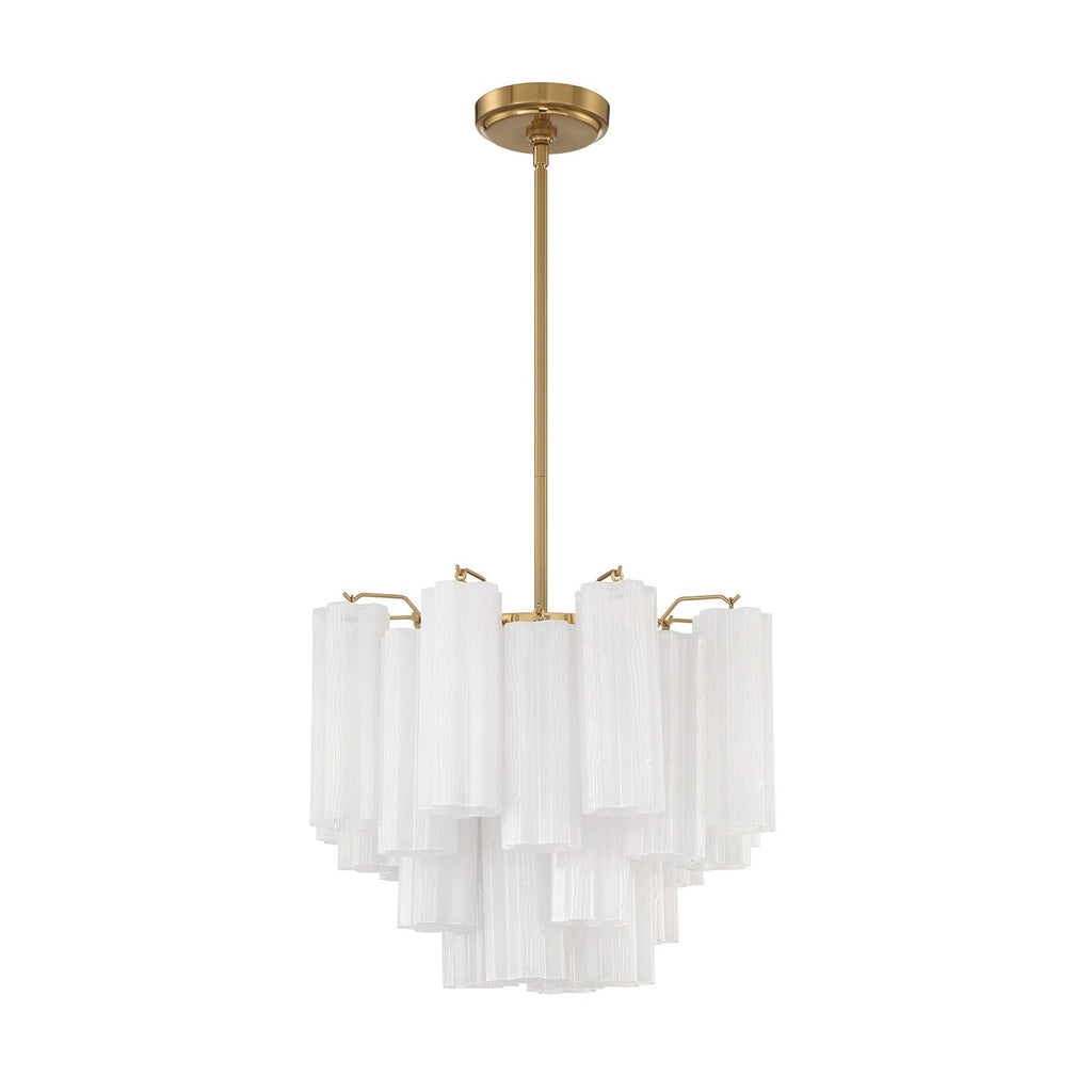 Grace 4 Light Mini Chandelier 18", Brass with White Glass
