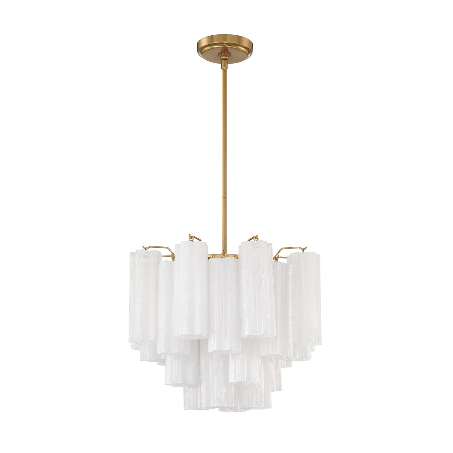 Grace 4 Light Mini Chandelier 18", Brass with White Glass