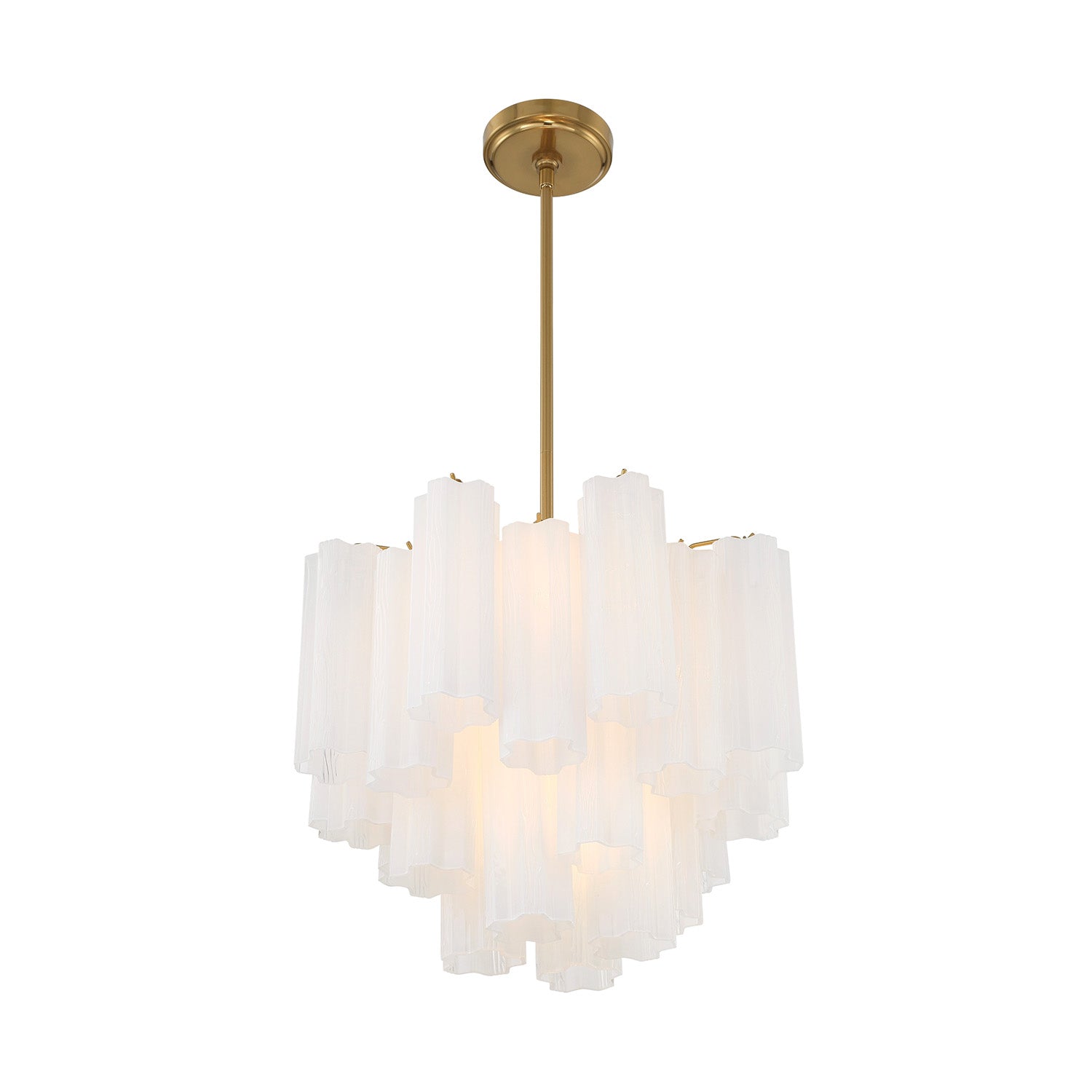 Grace 4 Light Mini Chandelier 18", Brass with White Glass