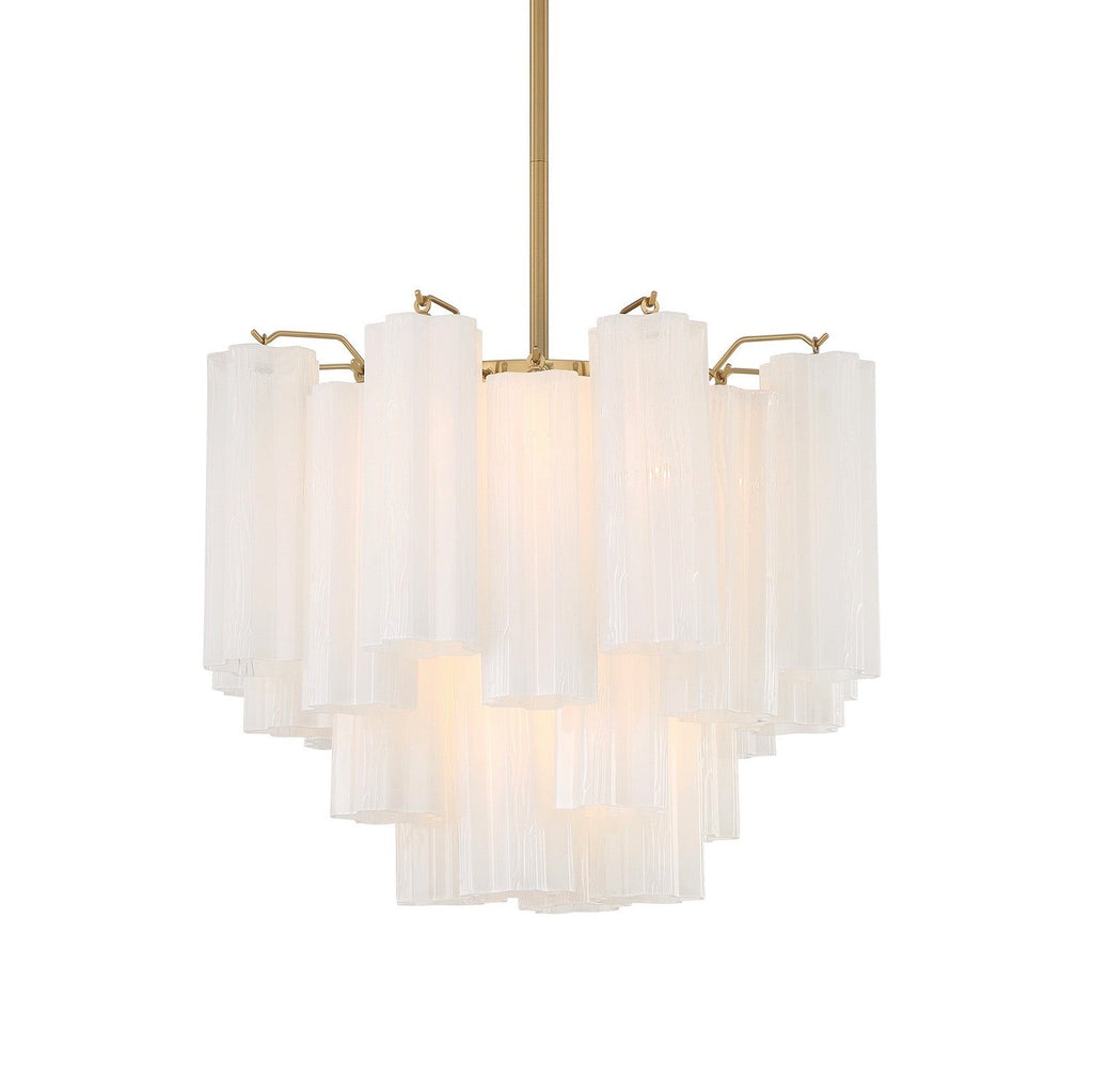 Grace 4 Light Mini Chandelier 18", Brass with White Glass