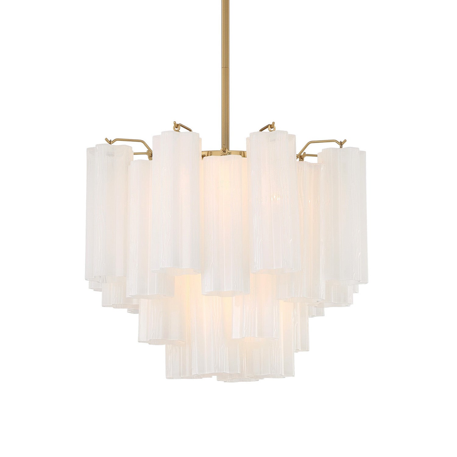 Grace 4 Light Mini Chandelier 18", Brass with White Glass
