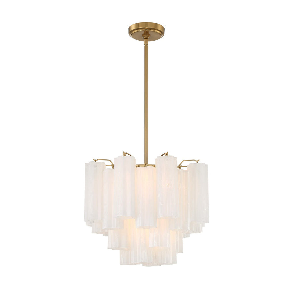 Grace 4 Light Mini Chandelier 18", Brass with White Glass