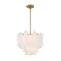 Grace 4 Light Mini Chandelier 18", Brass with White Glass