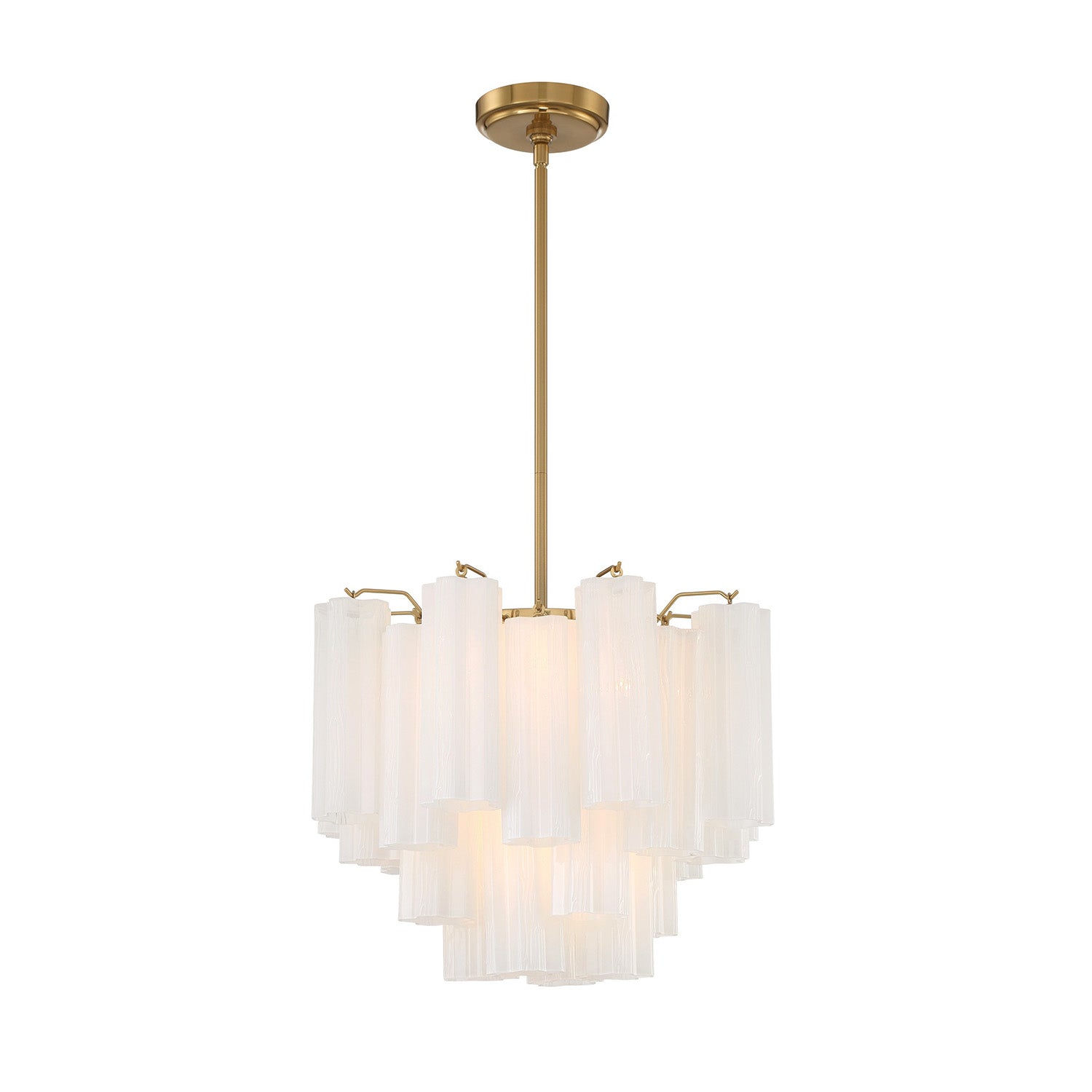 Grace 4 Light Mini Chandelier 18", Brass with White Glass