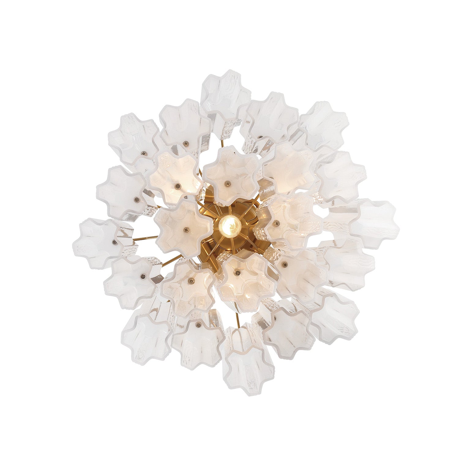 Grace 4 Light Mini Chandelier 18", Brass with White Glass