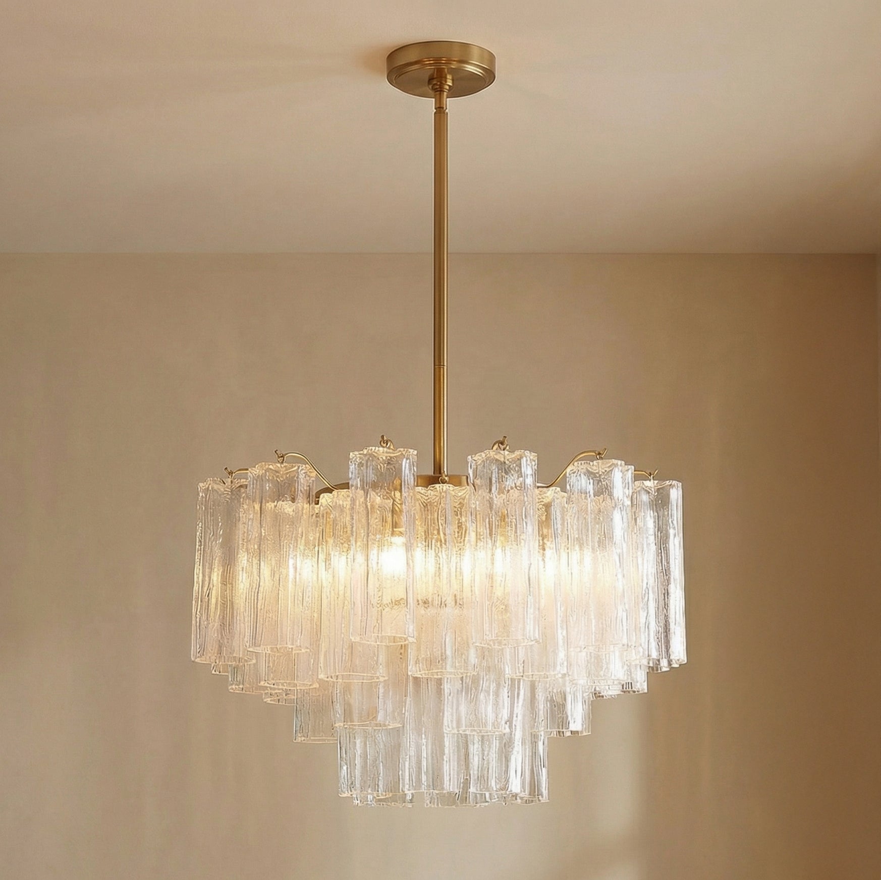 Grace 9 Light Chandelier 22", Brass with Clear Glass