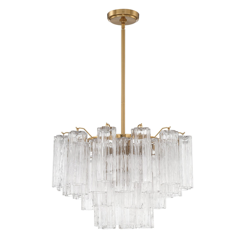 Grace 9 Light Chandelier 22", Brass with Clear Glass