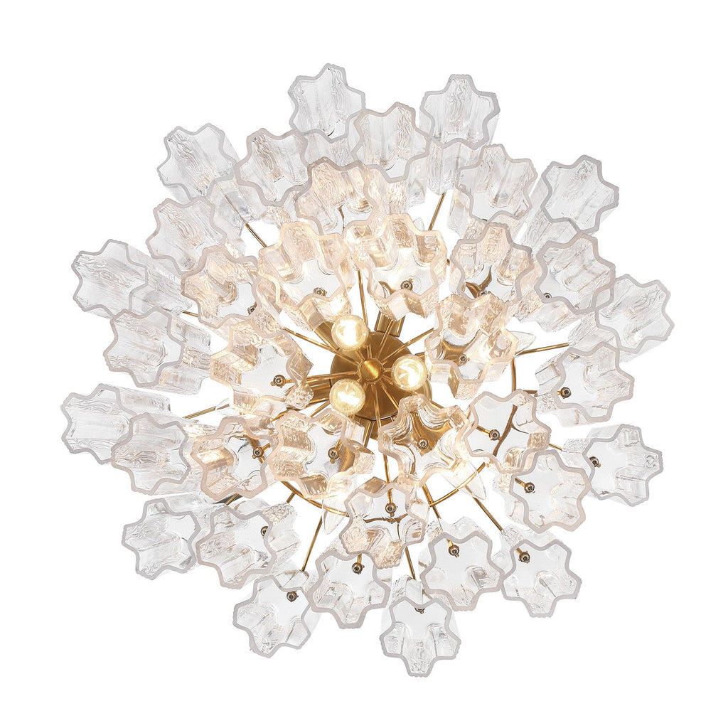 Grace 9 Light Chandelier 22", Brass with Clear Glass