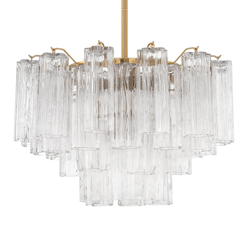 Grace 9 Light Chandelier 22", Brass with Clear Glass