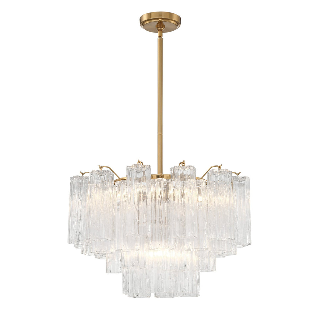 Grace 9 Light Chandelier 22", Brass with Clear Glass