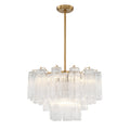Grace 9 Light Chandelier 22", Brass with Clear Glass