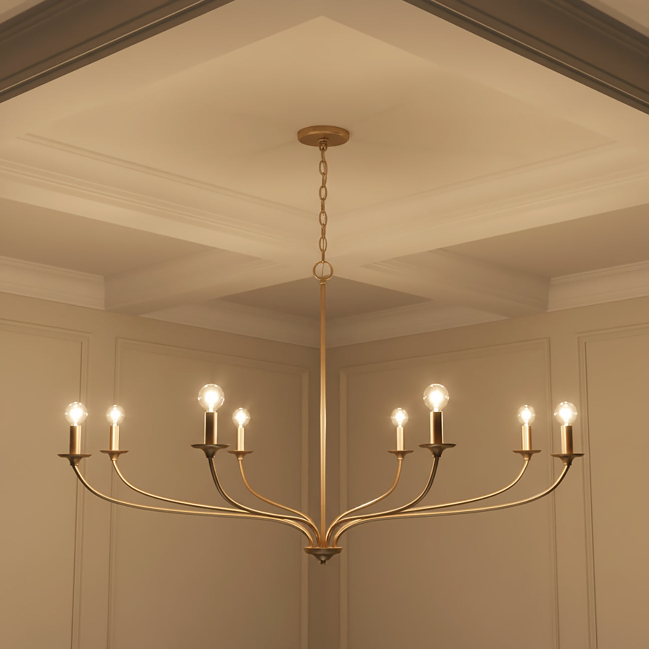 Oriana 8 Light Chandelier 52", Matte Brass