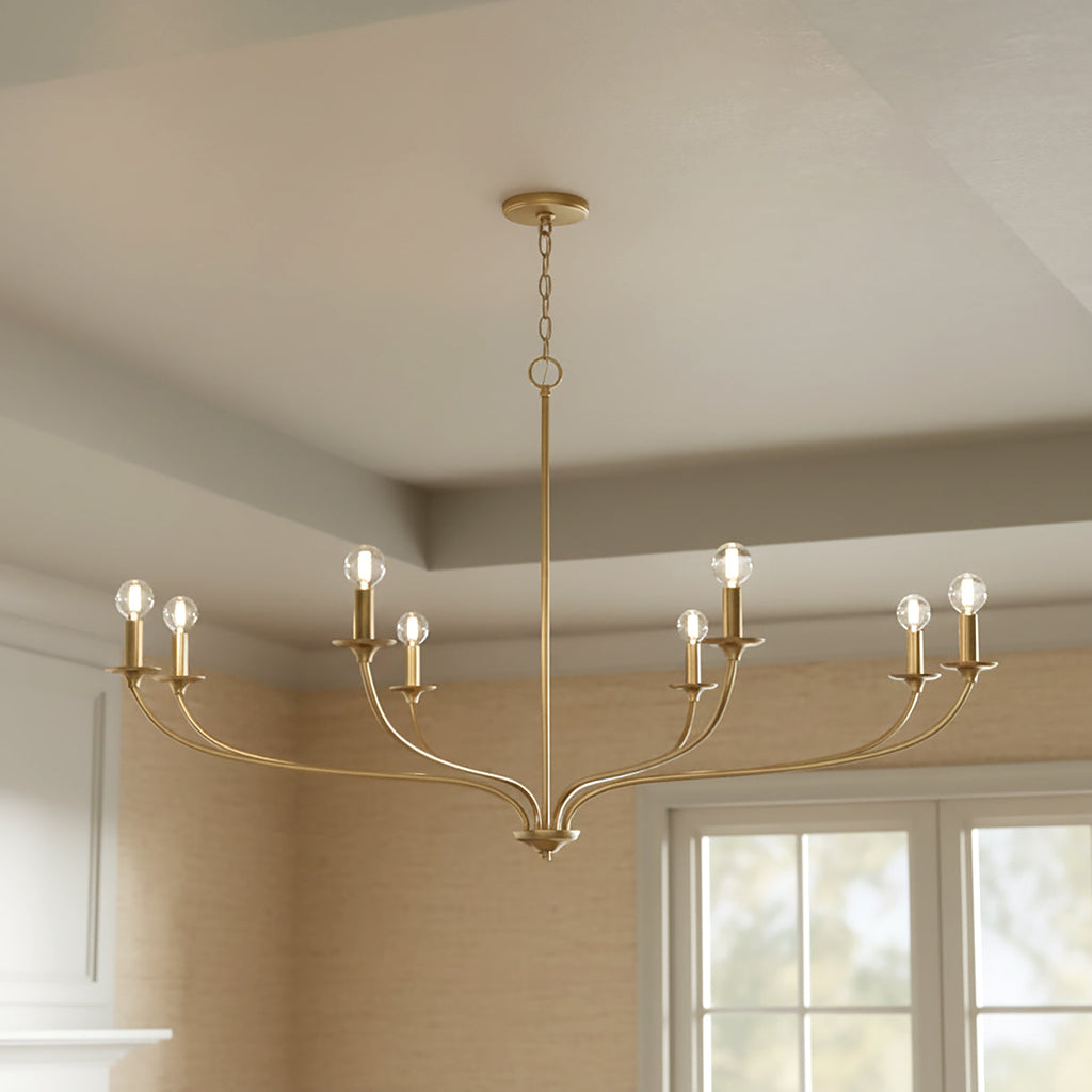 Oriana 8 Light Chandelier 52", Matte Brass