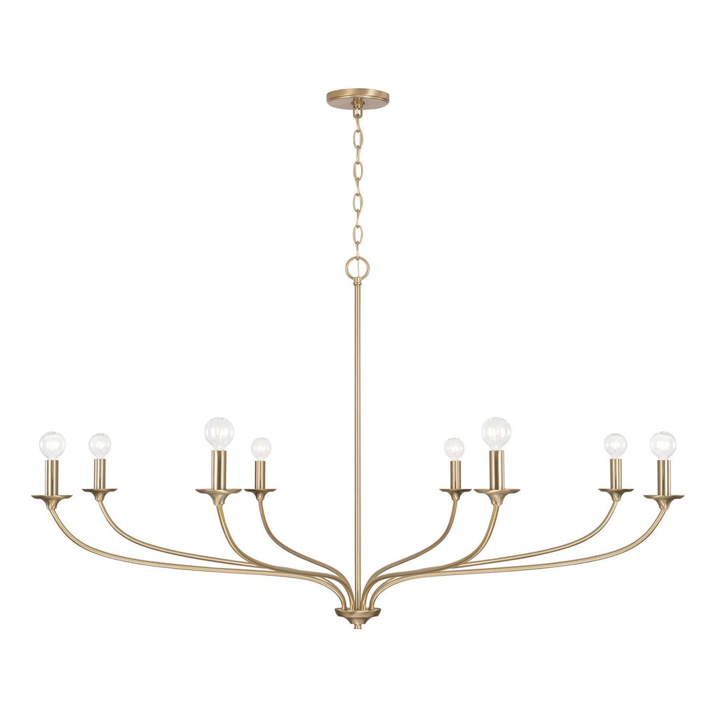 Oriana 8 Light Chandelier 52", Matte Brass