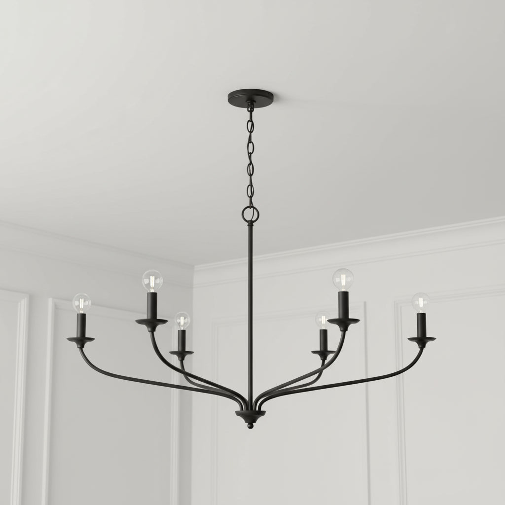 Oriana 6 Light Chandelier 40", Matte Black