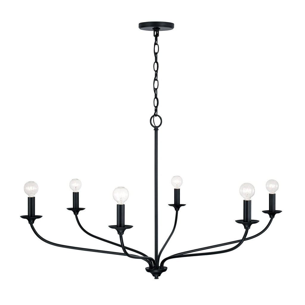 Oriana 6 Light Chandelier 40", Matte Black