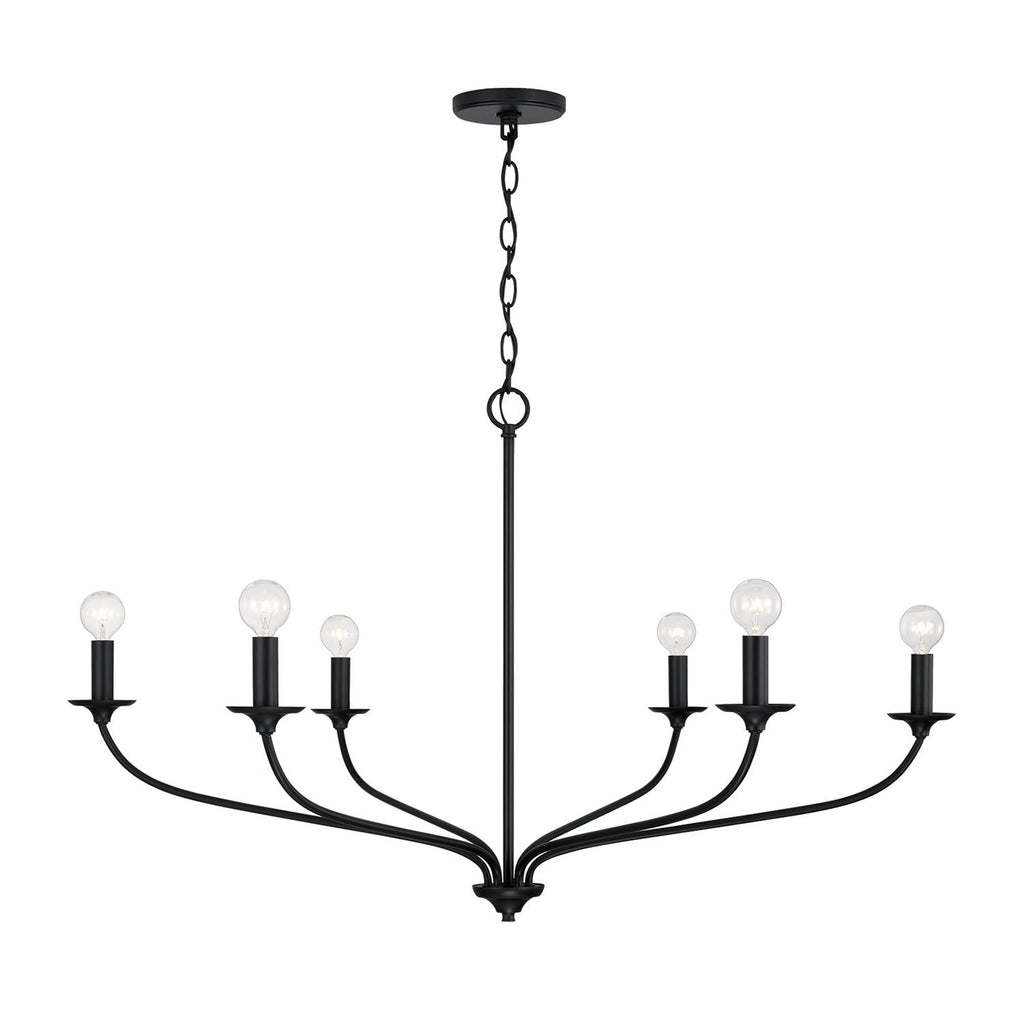 Oriana 6 Light Chandelier 40", Matte Black