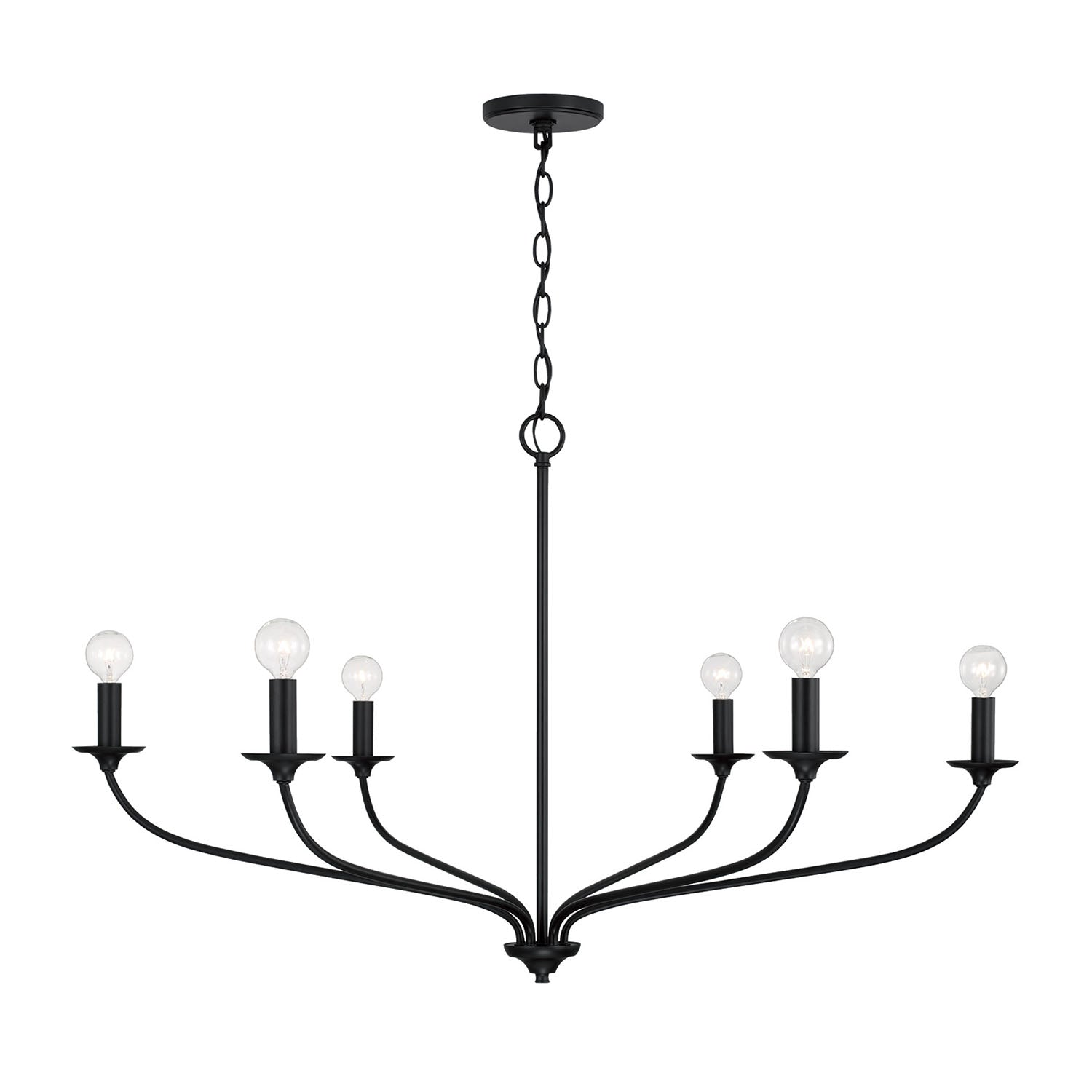 Oriana 6 Light Chandelier 40", Matte Black