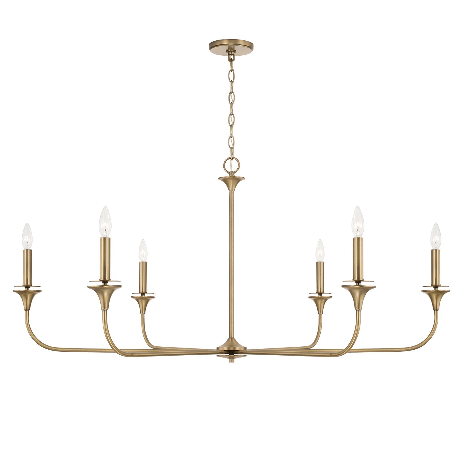Harper 6 Light Chandelier 49", Aged Brass
