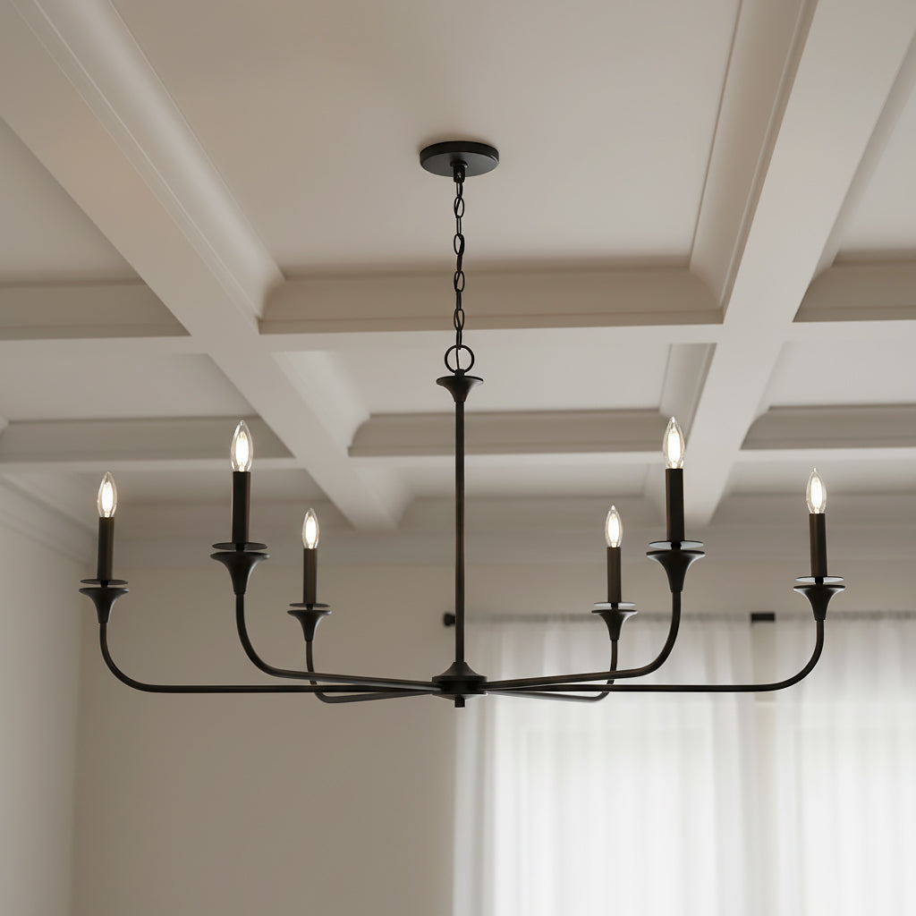 Harper 6 Light Chandelier 49", Matte Black
