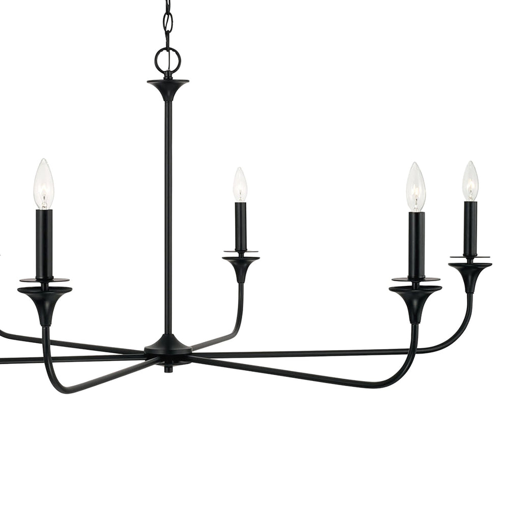 Harper 6 Light Chandelier 49", Matte Black