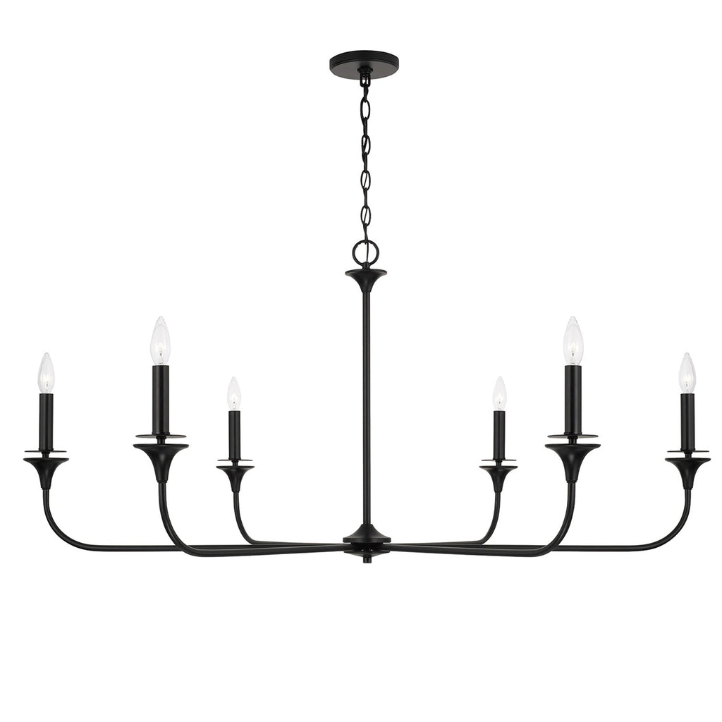 Harper 6 Light Chandelier 49", Matte Black