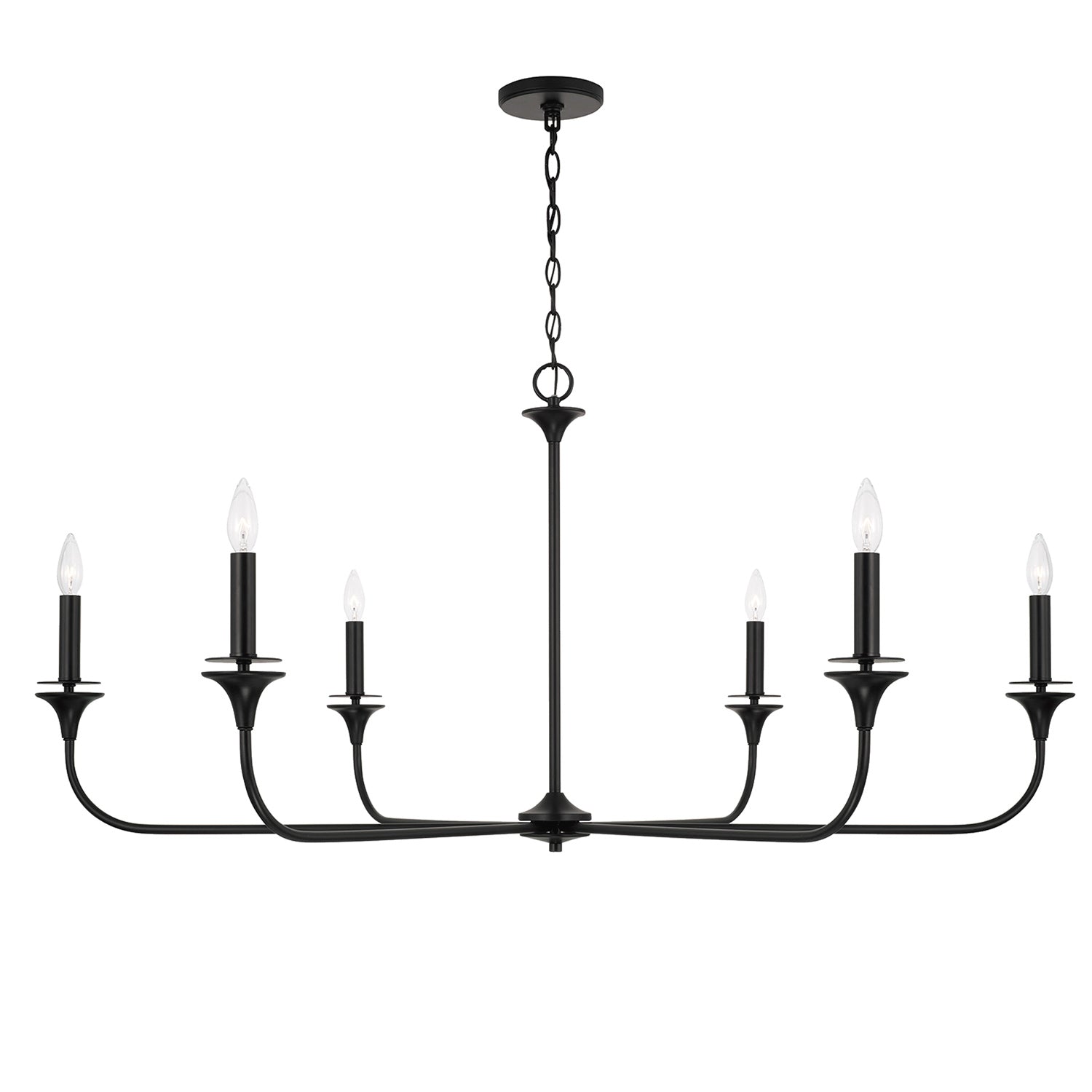Harper 6 Light Chandelier 49", Matte Black