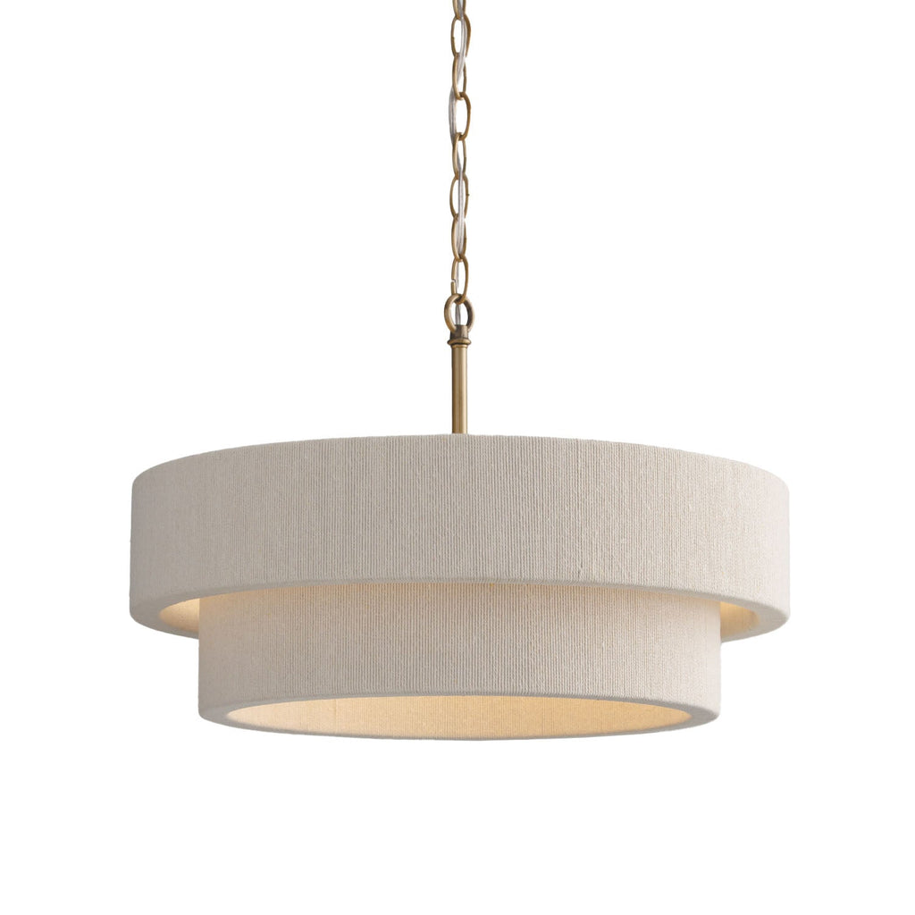 Saltair Chandelier 20", Matte Brass with Natural Rope