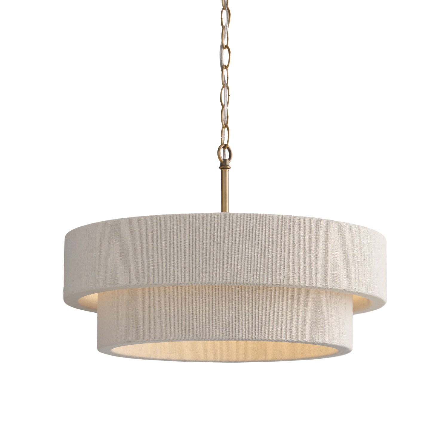 Saltair Chandelier 20", Matte Brass with Natural Rope