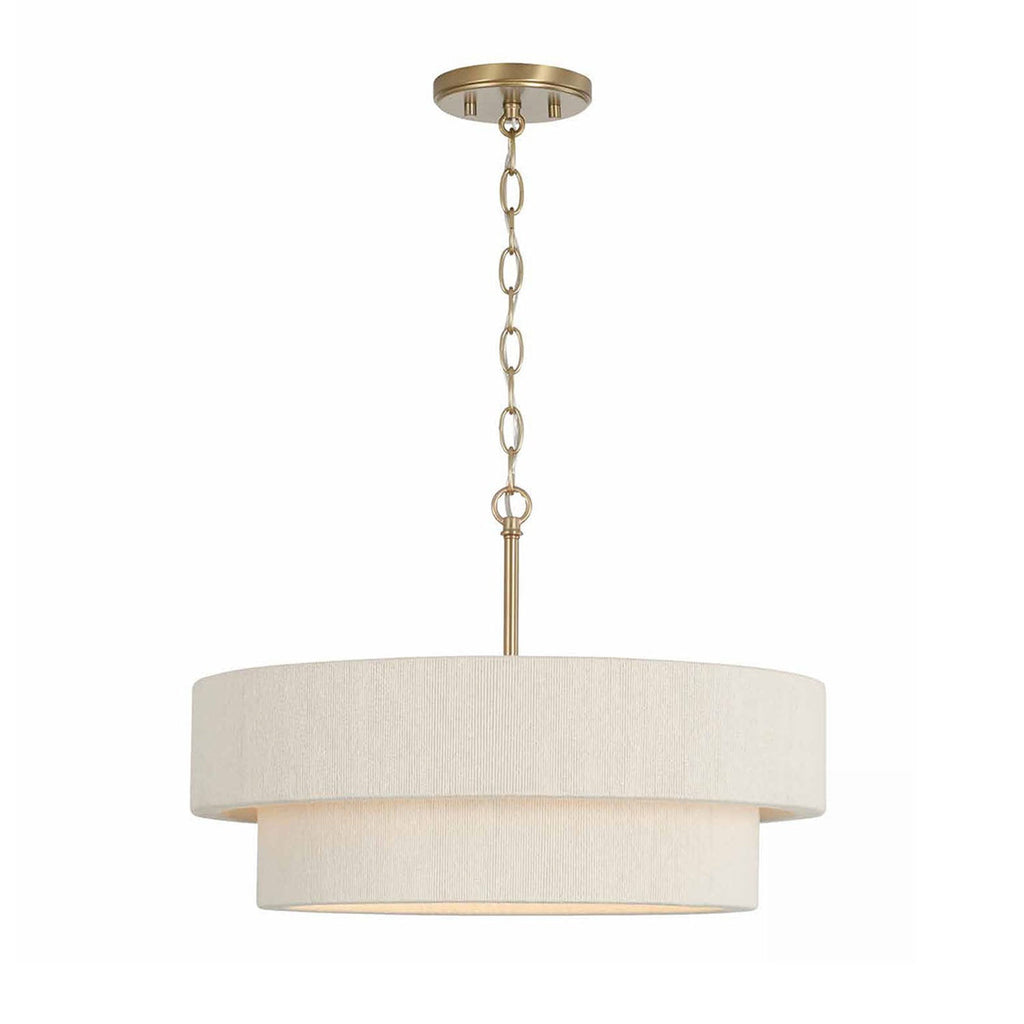 Saltair Chandelier 20", Matte Brass with Natural Rope