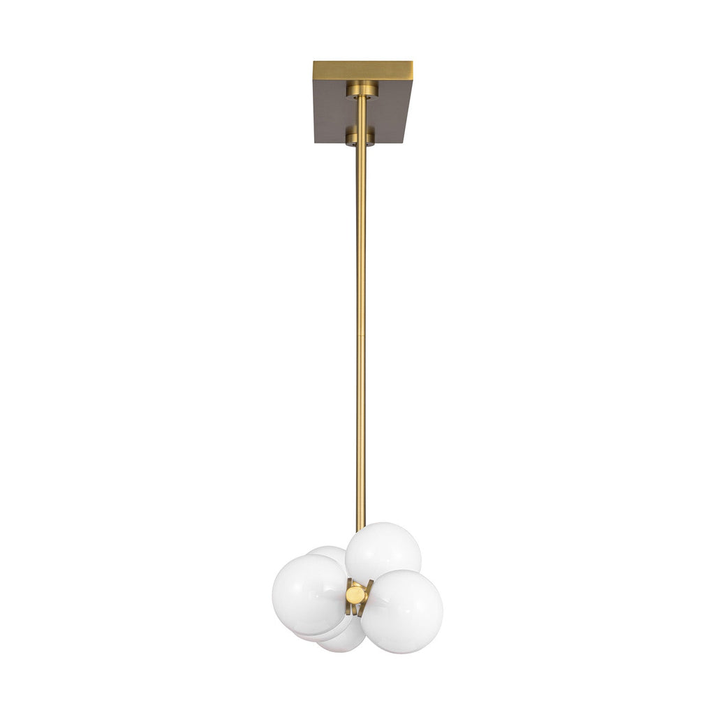 Veya 9 Light Linear Chandelier 49", Modern Brass and Milk Glass