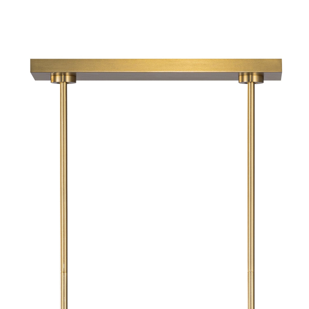 Veya 9 Light Linear Chandelier 49", Modern Brass and Milk Glass