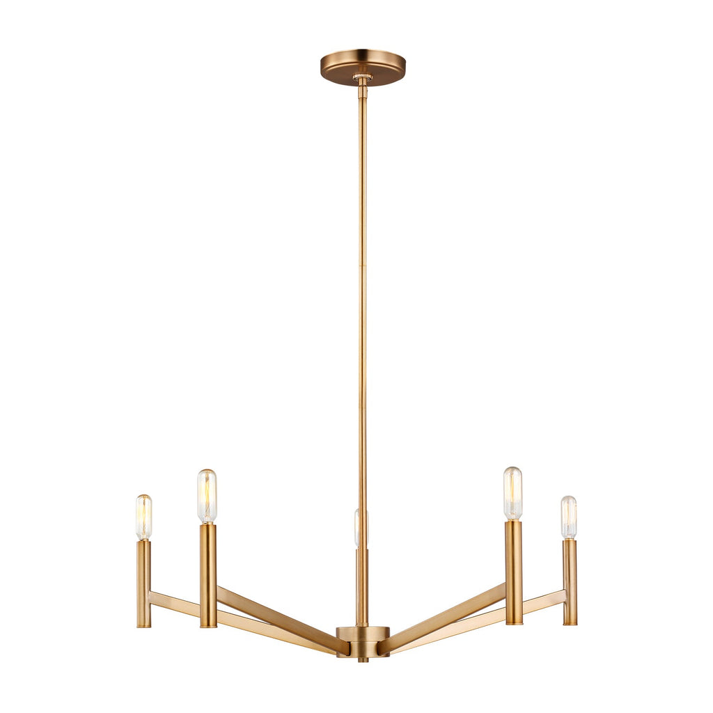 Foster 5 Light Chandelier 28", Satin Brass