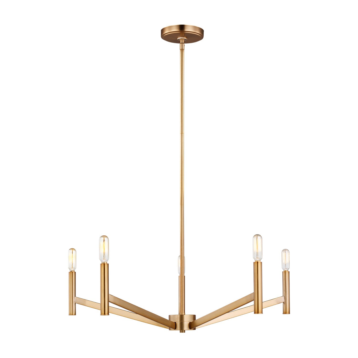 Foster 5 Light Chandelier 28", Satin Brass