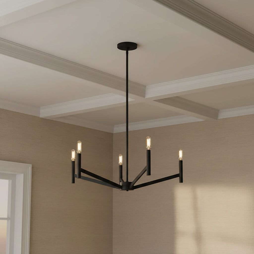 Foster 5 Light Chandelier 28", Matte Black