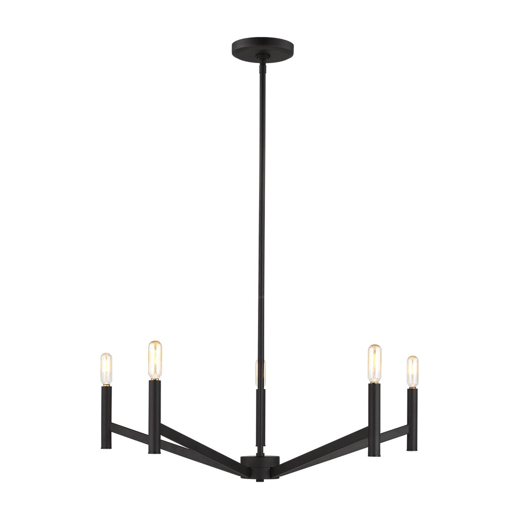 Foster 5 Light Chandelier 28", Matte Black