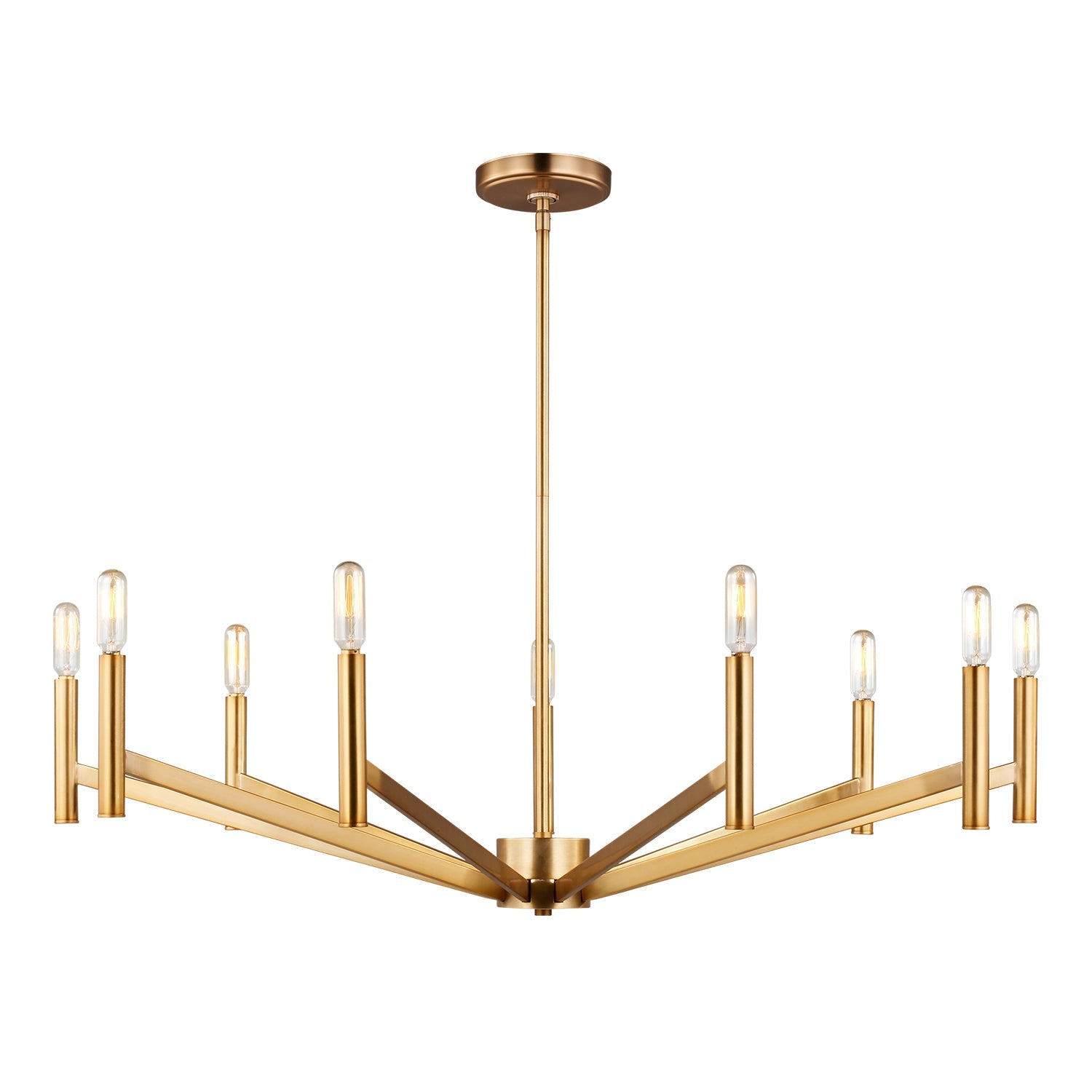 Foster 9 Light Chandelier 36", Satin Brass