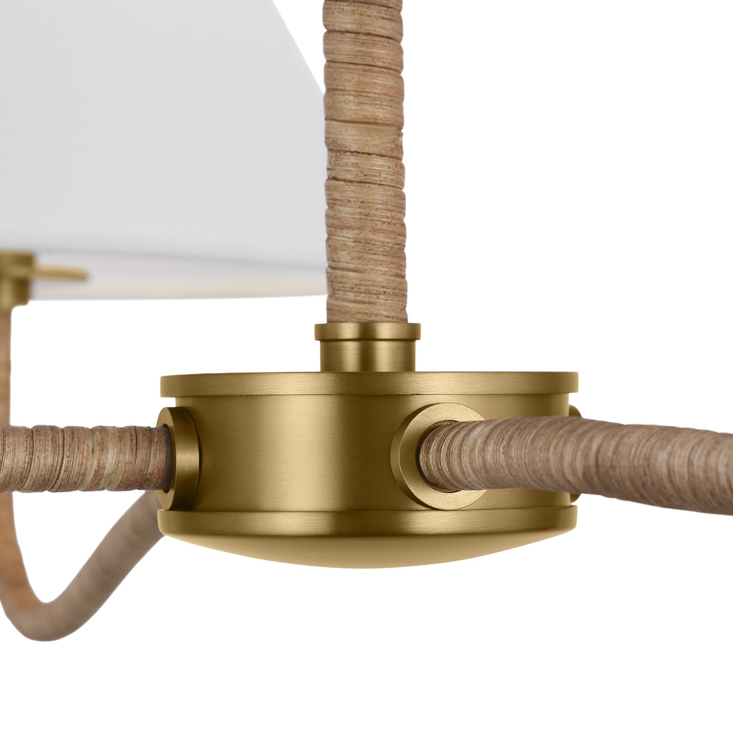 Harlow 4 Light Chandelier 35", Modern Brass with Rattan