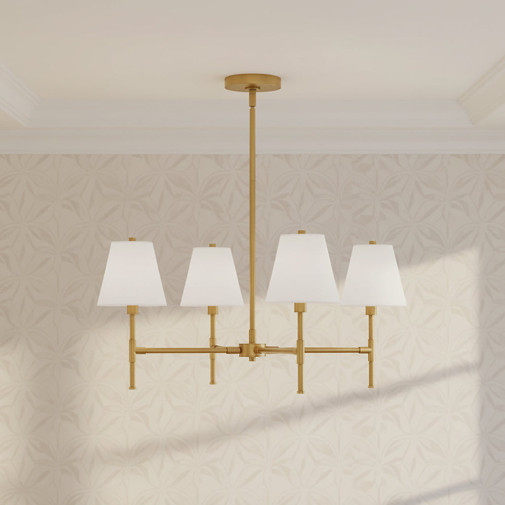 Declan 4 Light Chandelier 28", Satin Brass
