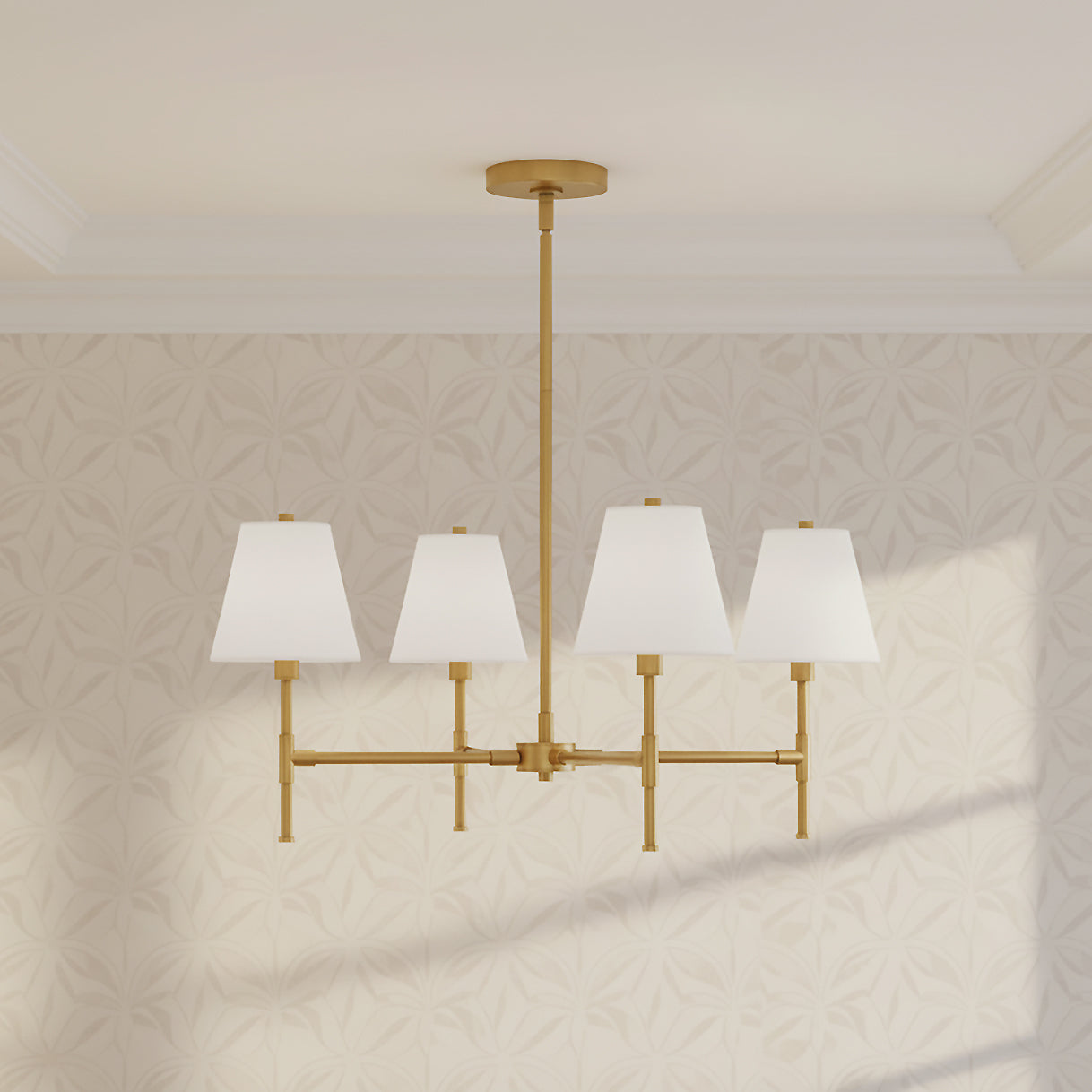 Declan 4 Light Chandelier 28", Satin Brass