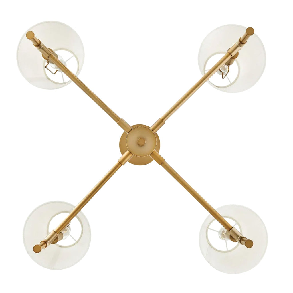 Declan 4 Light Chandelier 28", Satin Brass