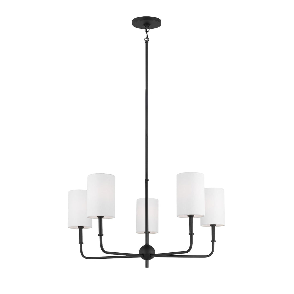 Remington 5 Light Chandelier 26", Matte Black