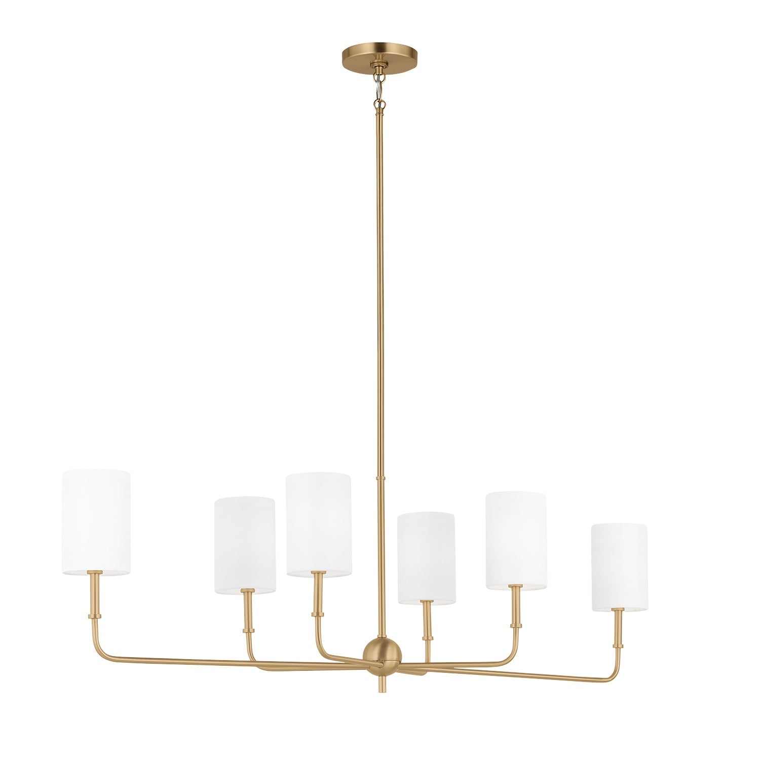 Remington 6 Light Linear Chandelier 44", Satin Brass