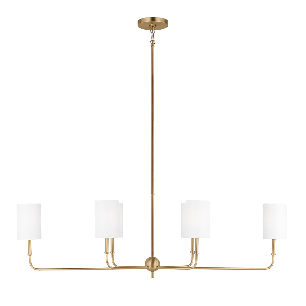 Remington 6 Light Linear Chandelier 44", Satin Brass