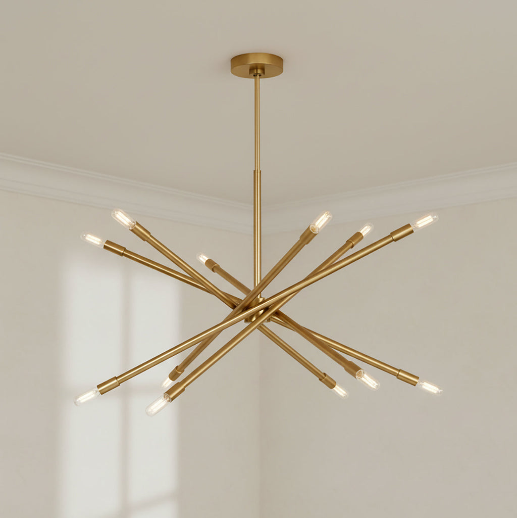 Ferris Large Chandelier 35", Modern Brass