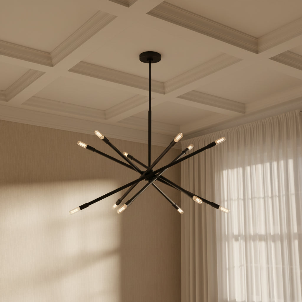 Ferris Large Chandelier 35", Matte Black